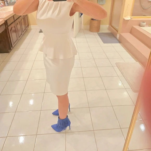 Womens size 6 sense white fitted Sleeveless dress - Picture 6 of 14